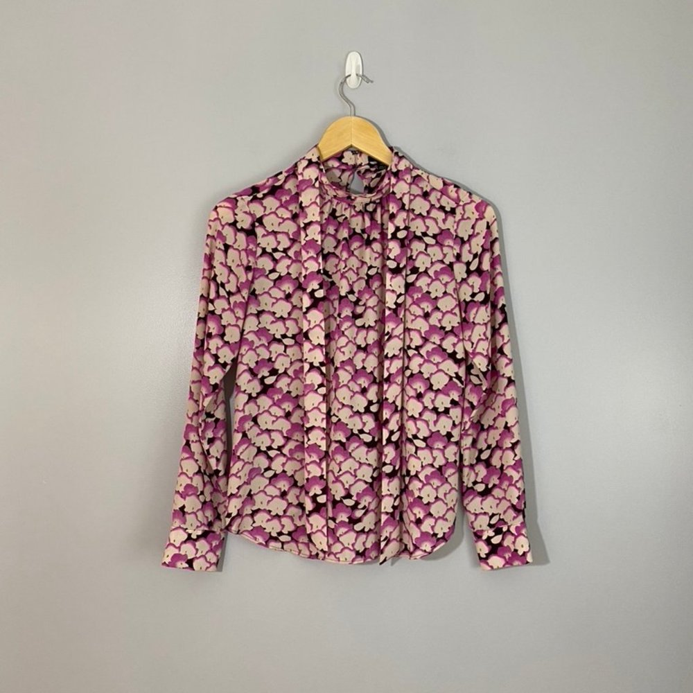 Ann Taylor Floral Tie-Front Blouse
